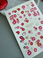 Kiss Print Nail Decals — Lips in Pink, Red & Gold Foil | CF - 809 - UASLIDER