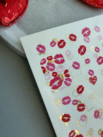 Kiss Print Nail Decals — Lips in Pink, Red & Gold Foil | CF - 809 - UASLIDER