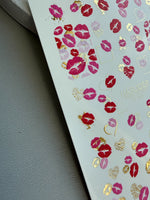 Kiss Print Nail Decals — Lips in Pink, Red & Gold Foil | CF - 809 - UASLIDER