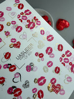 Kiss Print Nail Decals — Lips in Pink, Red & Gold Foil | CF - 809 - UASLIDER
