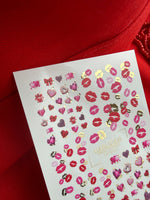 Kiss & Valentine Nail Decals — Lips, Hearts & Gold Foil | CF - 810 - UASLIDER