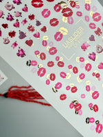 Kiss & Valentine Nail Decals — Lips, Hearts & Gold Foil | CF - 810 - UASLIDER