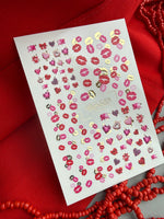 Kiss & Valentine Nail Decals — Lips, Hearts & Gold Foil | CF - 810 - UASLIDER
