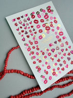 Kiss & Valentine Nail Decals — Lips, Hearts & Gold Foil | CF - 810 - UASLIDER