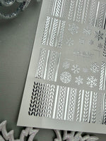 Knit Pattern & Snowflake Nail Decals — Silver Foil | Fs - 311 - UASLIDER
