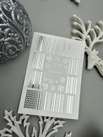 Knit Pattern & Snowflake Nail Decals — Silver Foil | Fs - 311 - UASLIDER