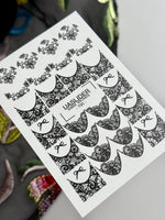 Lace Bow Nail Decals — Black Floral Lace French Tips | 795 - UASLIDER
