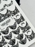 Lace Bow Nail Decals — Black Floral Lace French Tips | 795 - UASLIDER