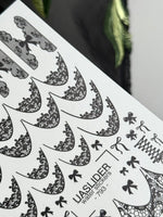 Lace Bow Nail Decals — Black Lace French Tips Corset | 793 - UASLIDER