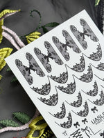 Lace Bow Nail Decals — Black Lace French Tips Corset | 793 - UASLIDER