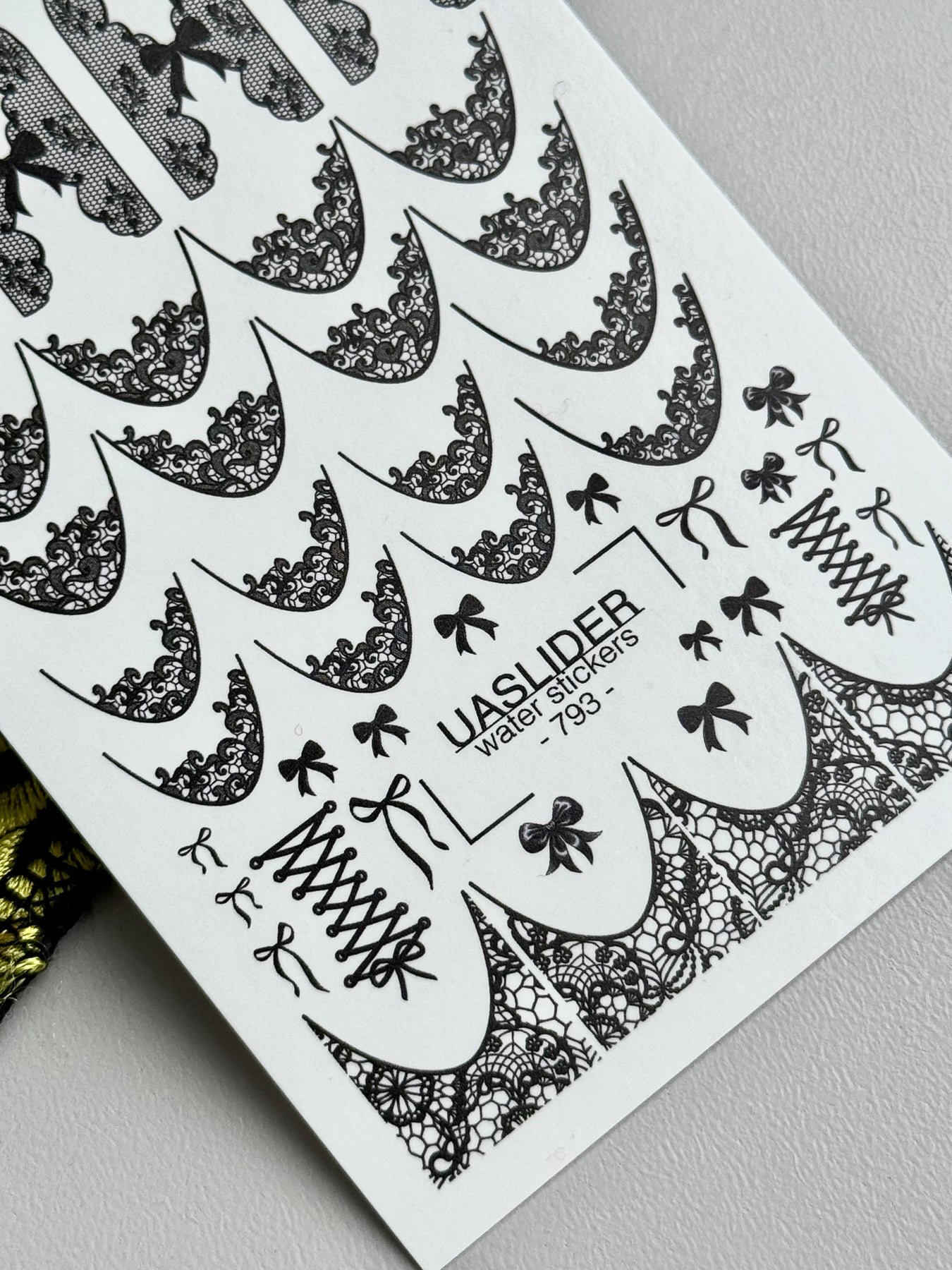 Lace Bow Nail Decals — Black Lace French Tips Corset | 793 - UASLIDER