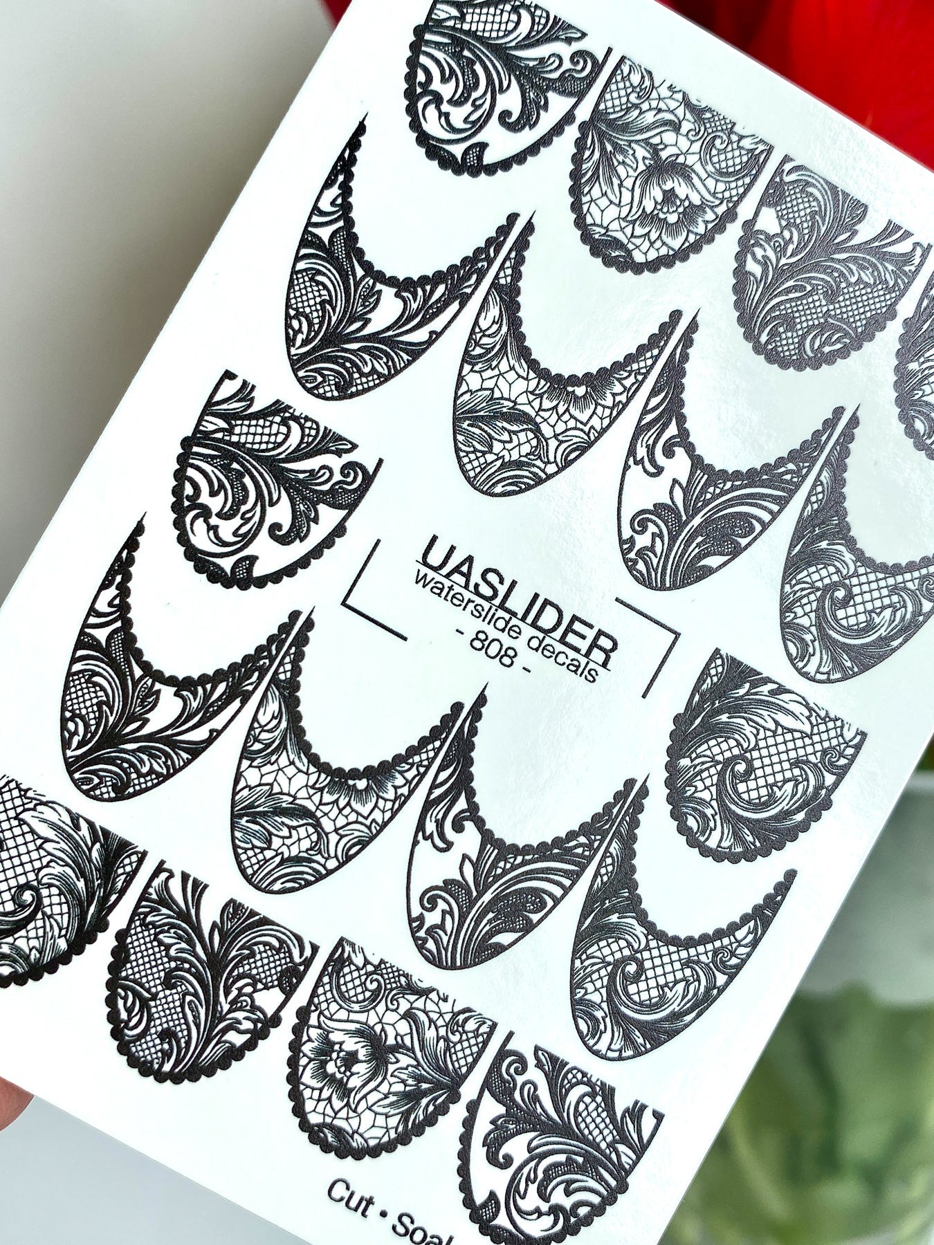 Lace Nail Decals — Black Baroque Lace Stiletto Wraps | 808 - UASLIDER