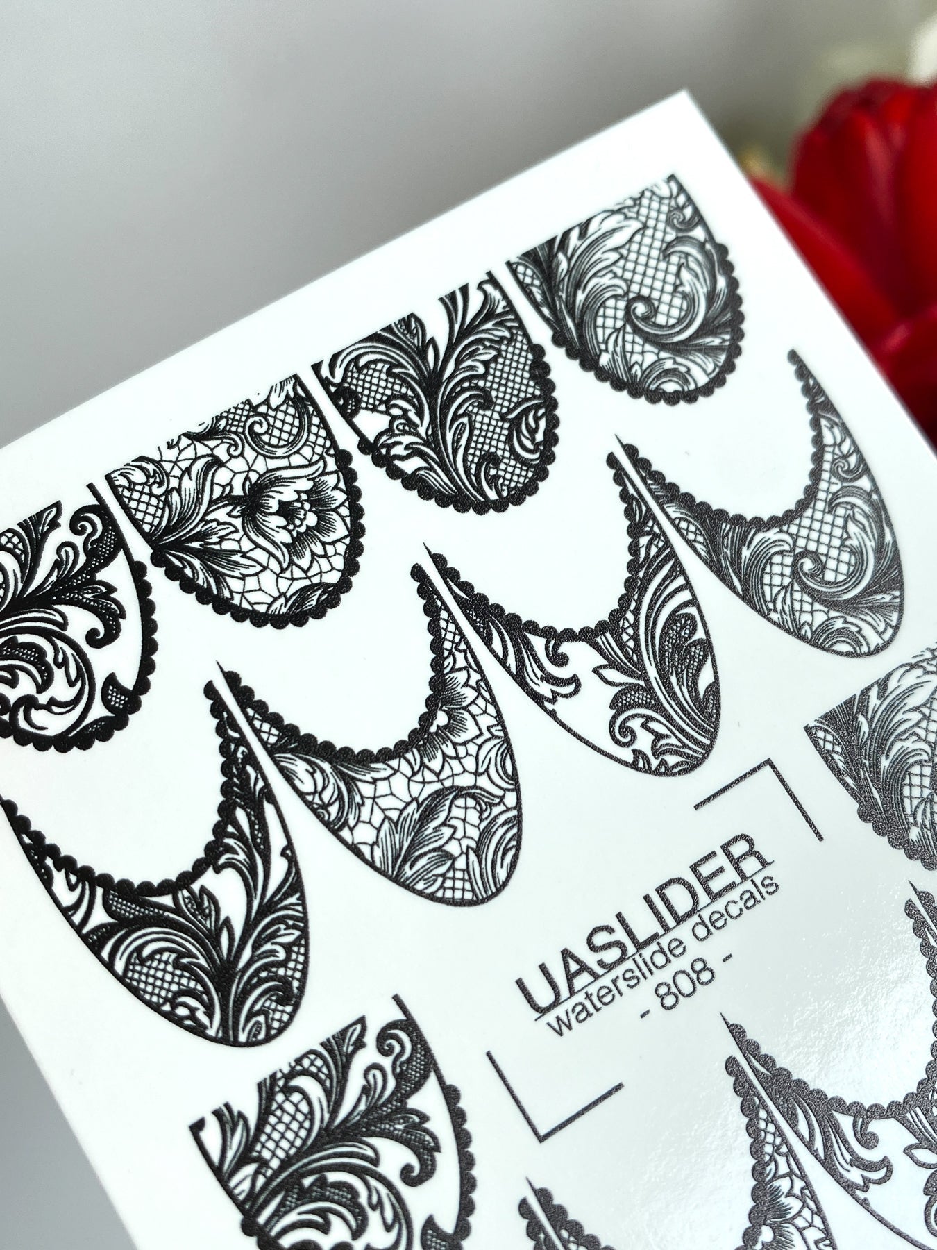 Lace Nail Decals — Black Baroque Lace Stiletto Wraps | 808 - UASLIDER