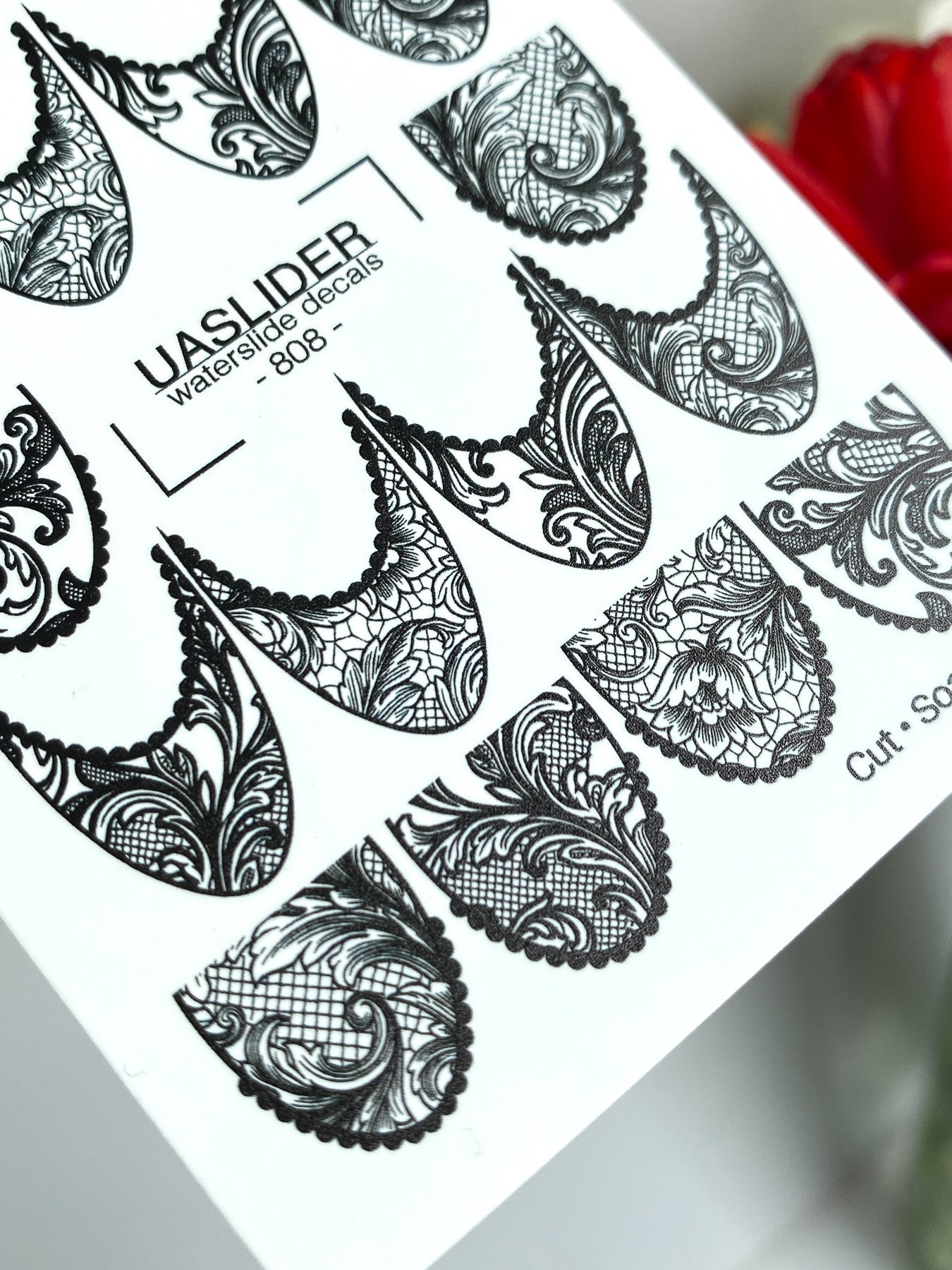 Lace Nail Decals — Black Baroque Lace Stiletto Wraps | 808 - UASLIDER