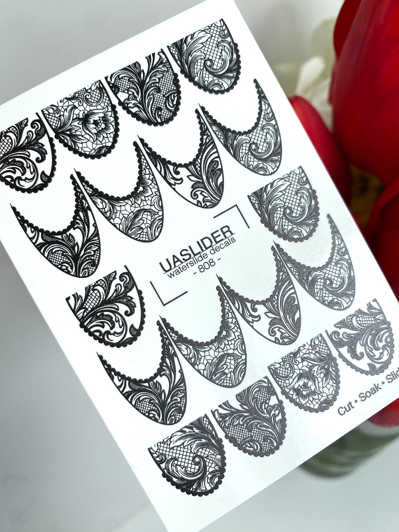 Lace Nail Decals — Black Baroque Lace Stiletto Wraps | 808 - UASLIDER