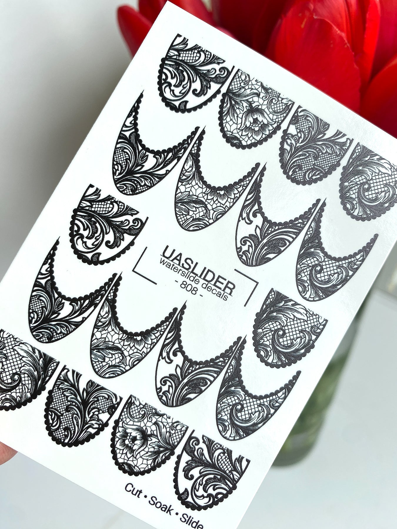 Lace Nail Decals — Black Baroque Lace Stiletto Wraps | 808 - UASLIDER