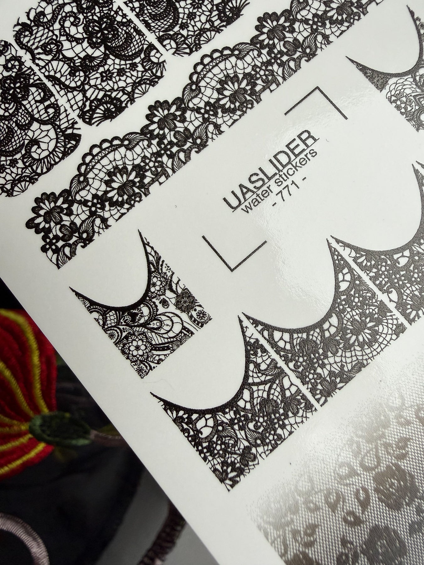 Lace Nail Decals — Black Floral Lace Full Cover & French | 771 - UASLIDER