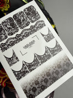Lace Nail Decals — Black Floral Lace Full Cover & French | 771 - UASLIDER
