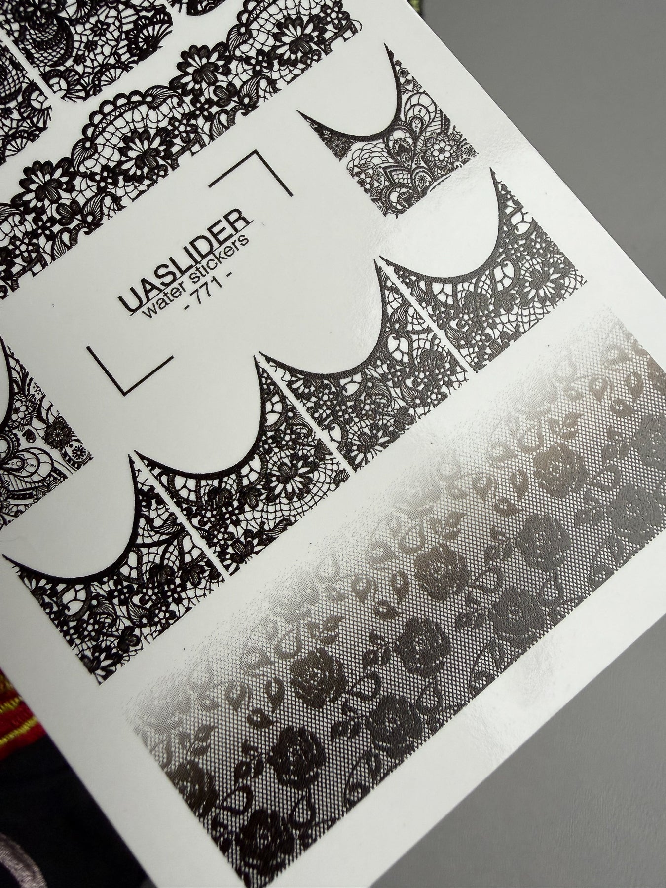 Lace Nail Decals — Black Floral Lace Full Cover & French | 771 - UASLIDER