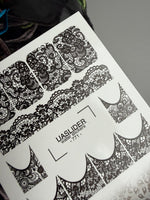 Lace Nail Decals — Black Floral Lace Full Cover & French | 771 - UASLIDER