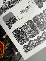 Lace Nail Decals — Black Floral & Mesh Full Cover | 773 - UASLIDER