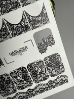 Lace Nail Decals — Black Floral & Mesh Full Cover | 773 - UASLIDER