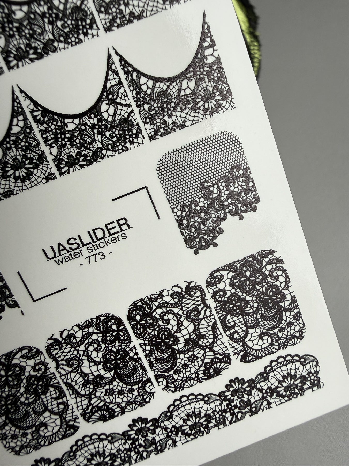 Lace Nail Decals — Black Floral & Mesh Full Cover | 773 - UASLIDER