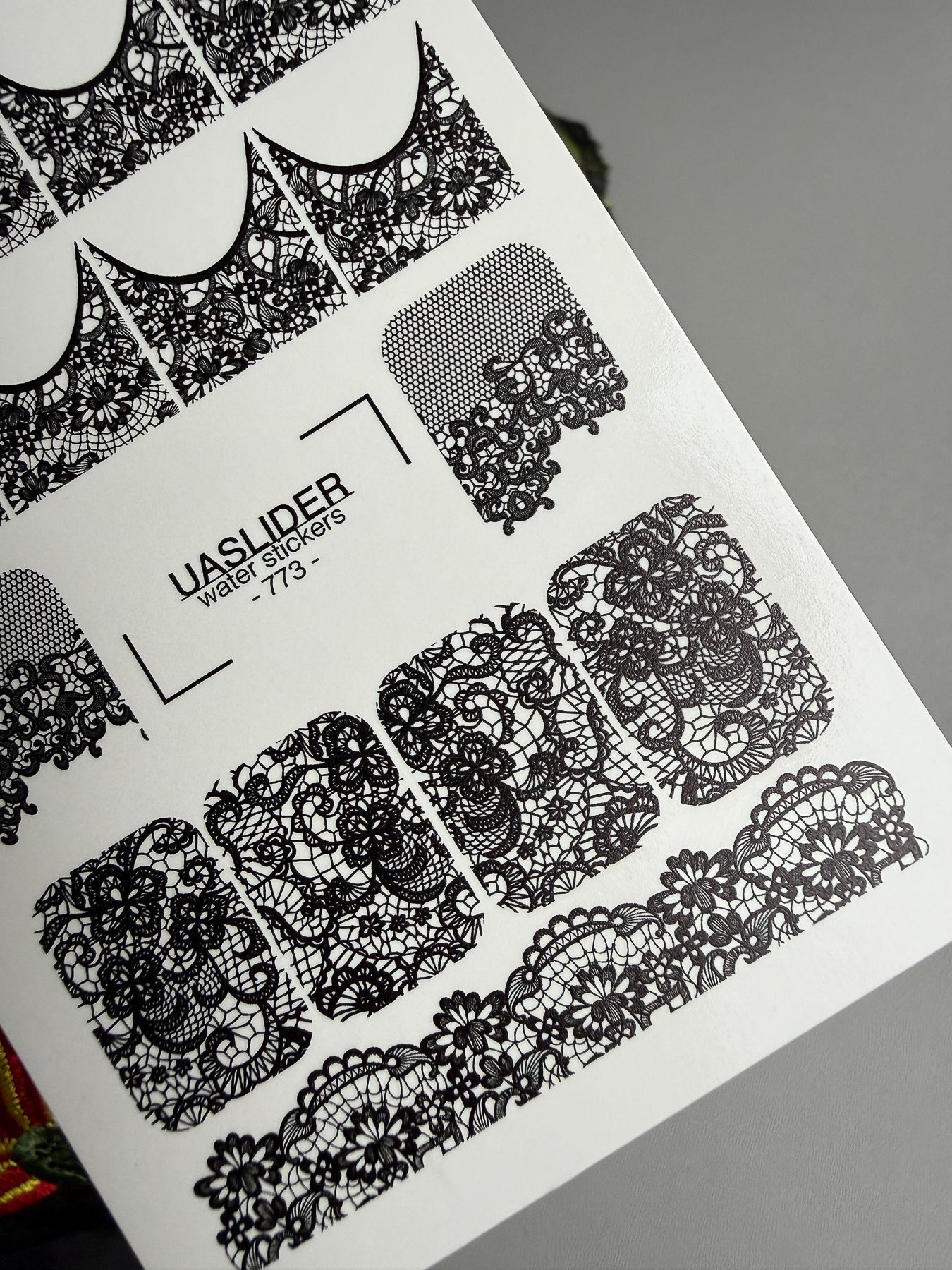 Lace Nail Decals — Black Floral & Mesh Full Cover | 773 - UASLIDER