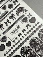 Lace Nail Decals — Black Lace Borders, Bows & Full Nail | 769 - UASLIDER