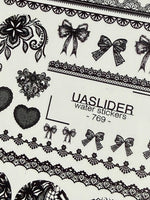 Lace Nail Decals — Black Lace Borders, Bows & Full Nail | 769 - UASLIDER