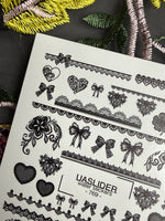 Lace Nail Decals — Black Lace Borders, Bows & Full Nail | 769 - UASLIDER