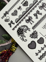 Lace Nail Decals — Black Lace Borders, Bows & Full Nail | 769 - UASLIDER