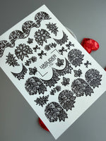 Lace Nail Decals — Black Lace Florals, Moons & Bows | 779 - UASLIDER