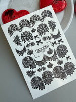 Lace Nail Decals — Black Lace Florals, Moons & Bows | 779 - UASLIDER