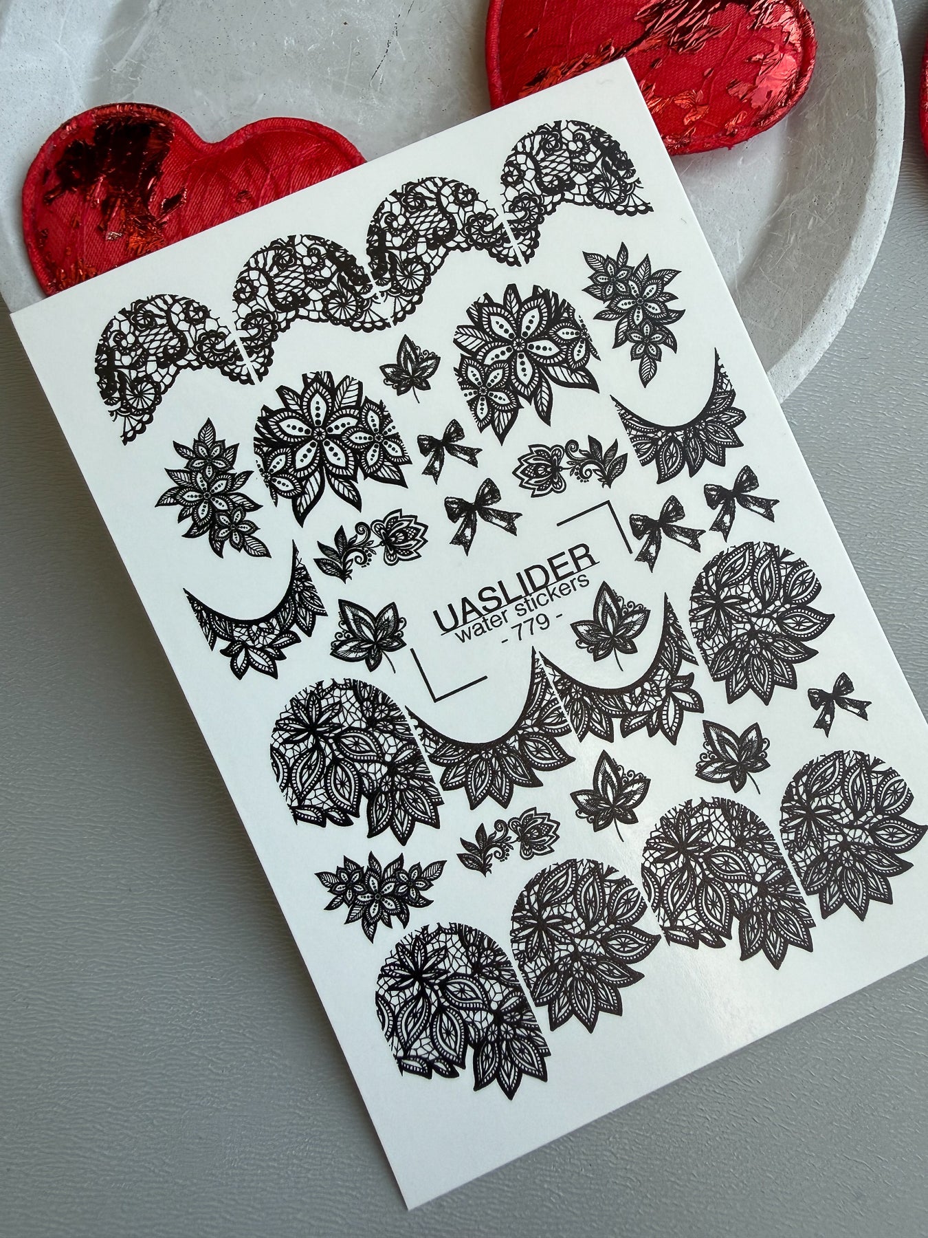 Lace Nail Decals — Black Lace Florals, Moons & Bows | 779 - UASLIDER