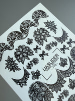 Lace Nail Decals — Black Lace Florals, Moons & Bows | 779 - UASLIDER