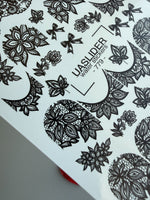 Lace Nail Decals — Black Lace Florals, Moons & Bows | 779 - UASLIDER