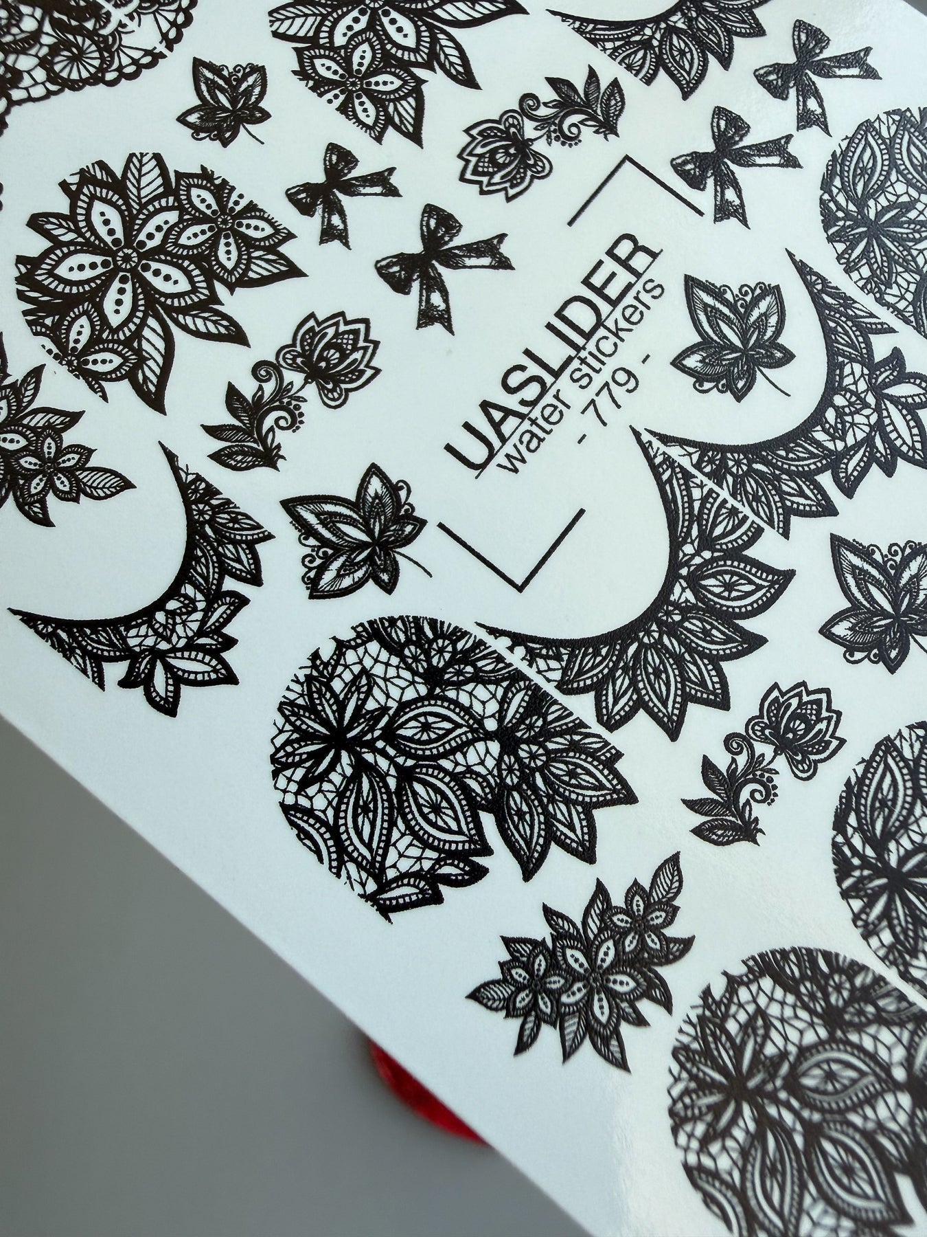 Lace Nail Decals — Black Lace Florals, Moons & Bows | 779 - UASLIDER
