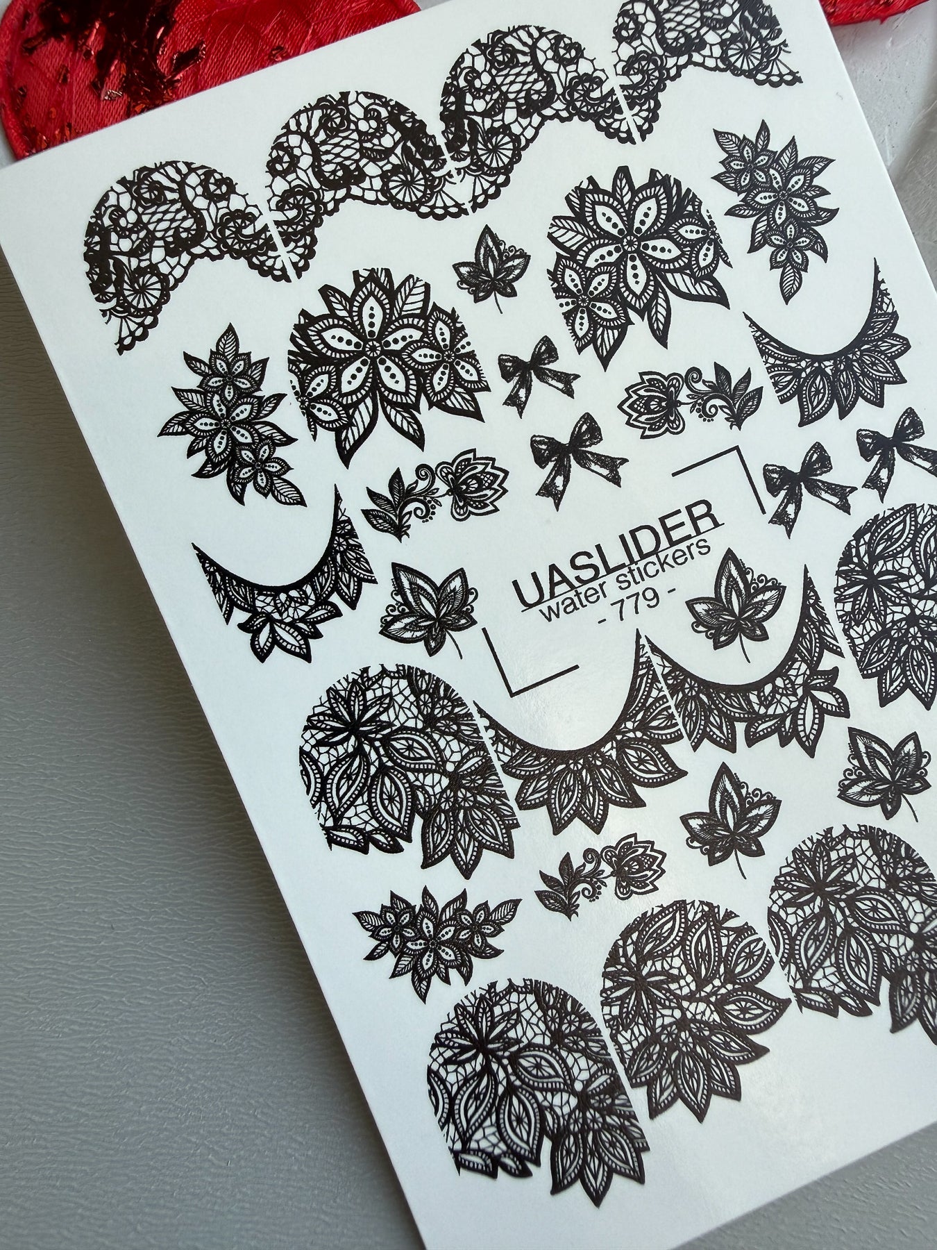 Lace Nail Decals — Black Lace Florals, Moons & Bows | 779 - UASLIDER
