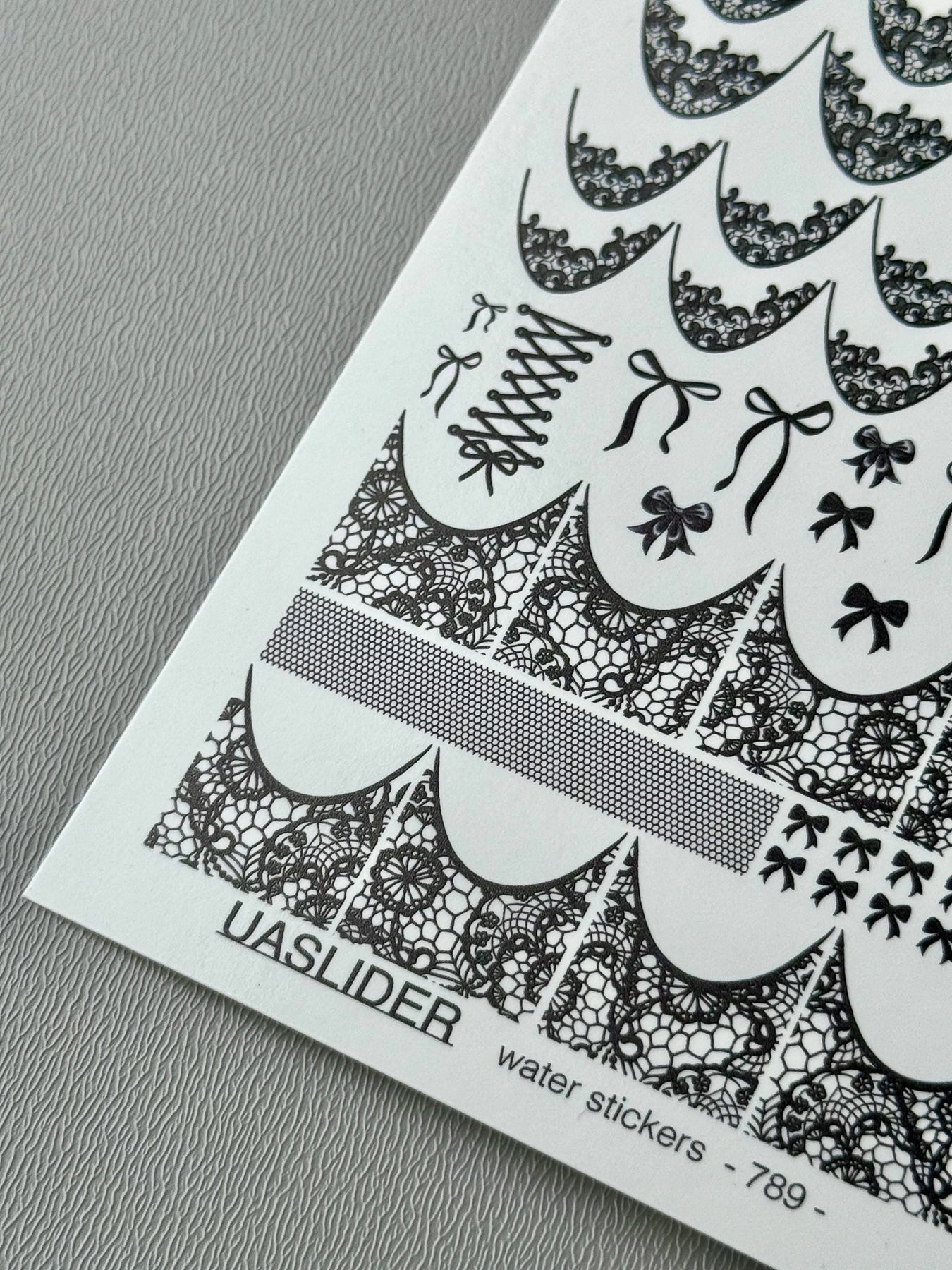 Lace Nail Decals — Black Lace French Tips, Bows & Net Wraps | 789 - UASLIDER