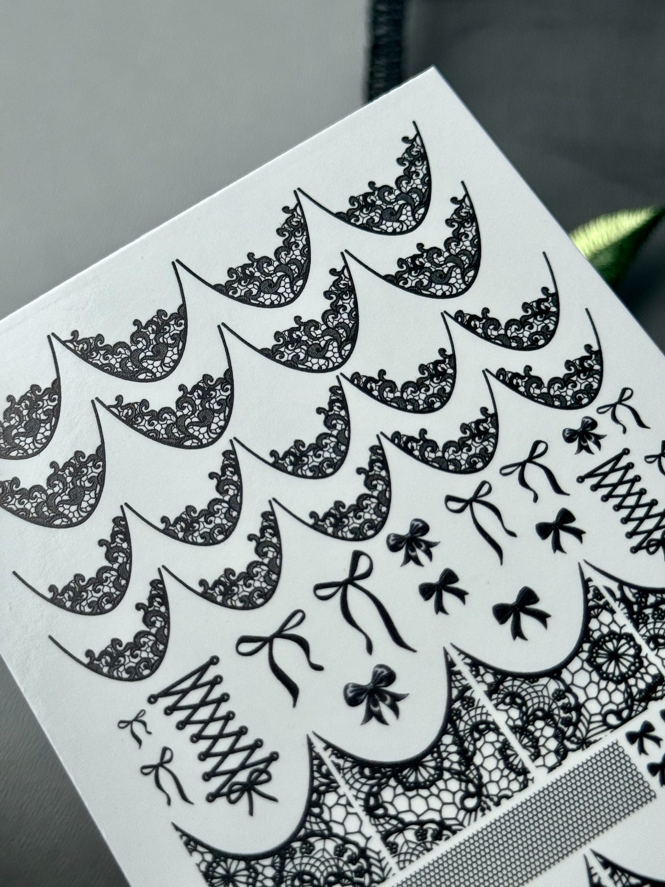 Lace Nail Decals — Black Lace French Tips, Bows & Net Wraps | 789 - UASLIDER