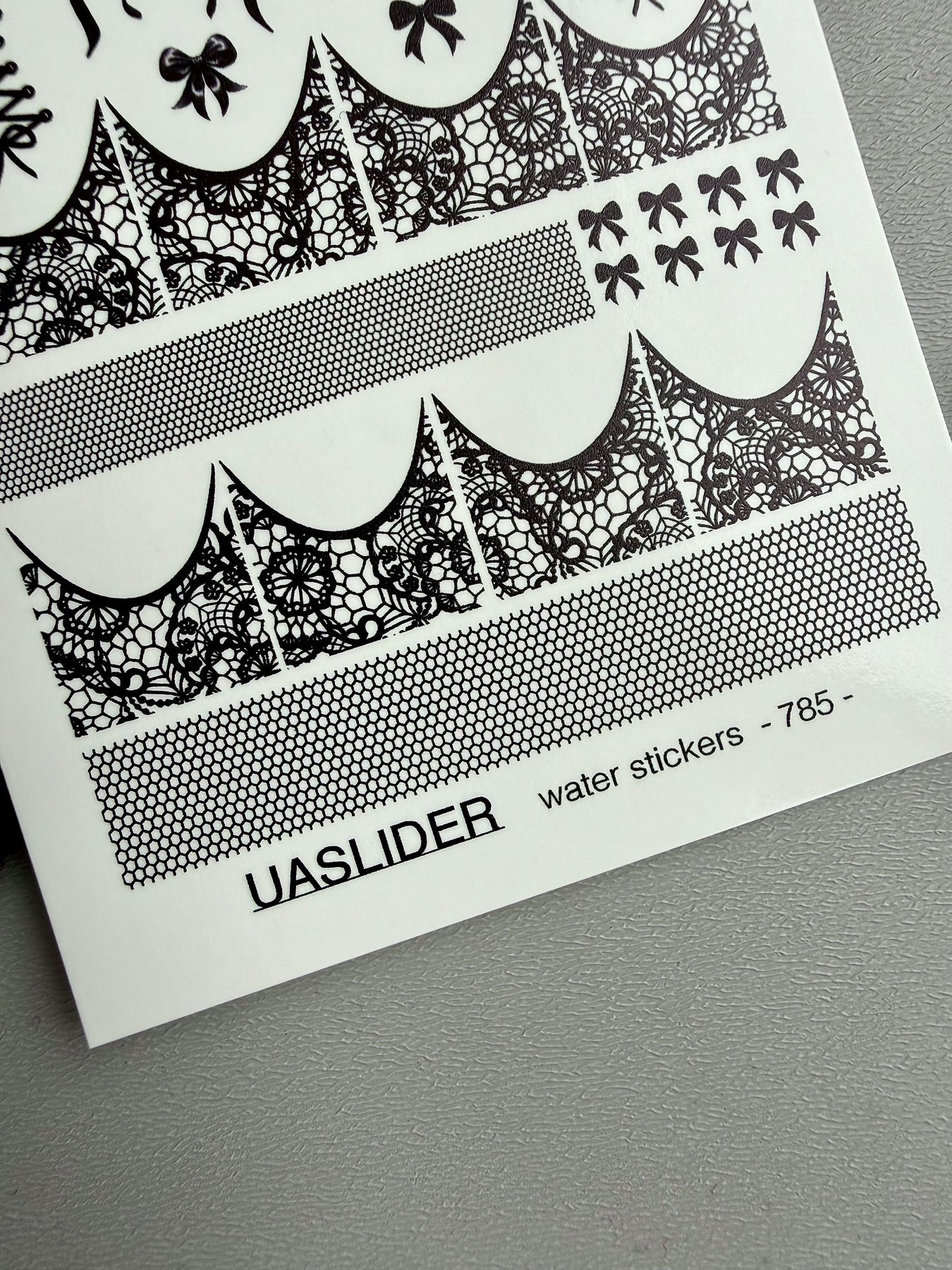 Lace Nail Decals — Black Lace French Tips, Bows & Wraps | 785 - UASLIDER