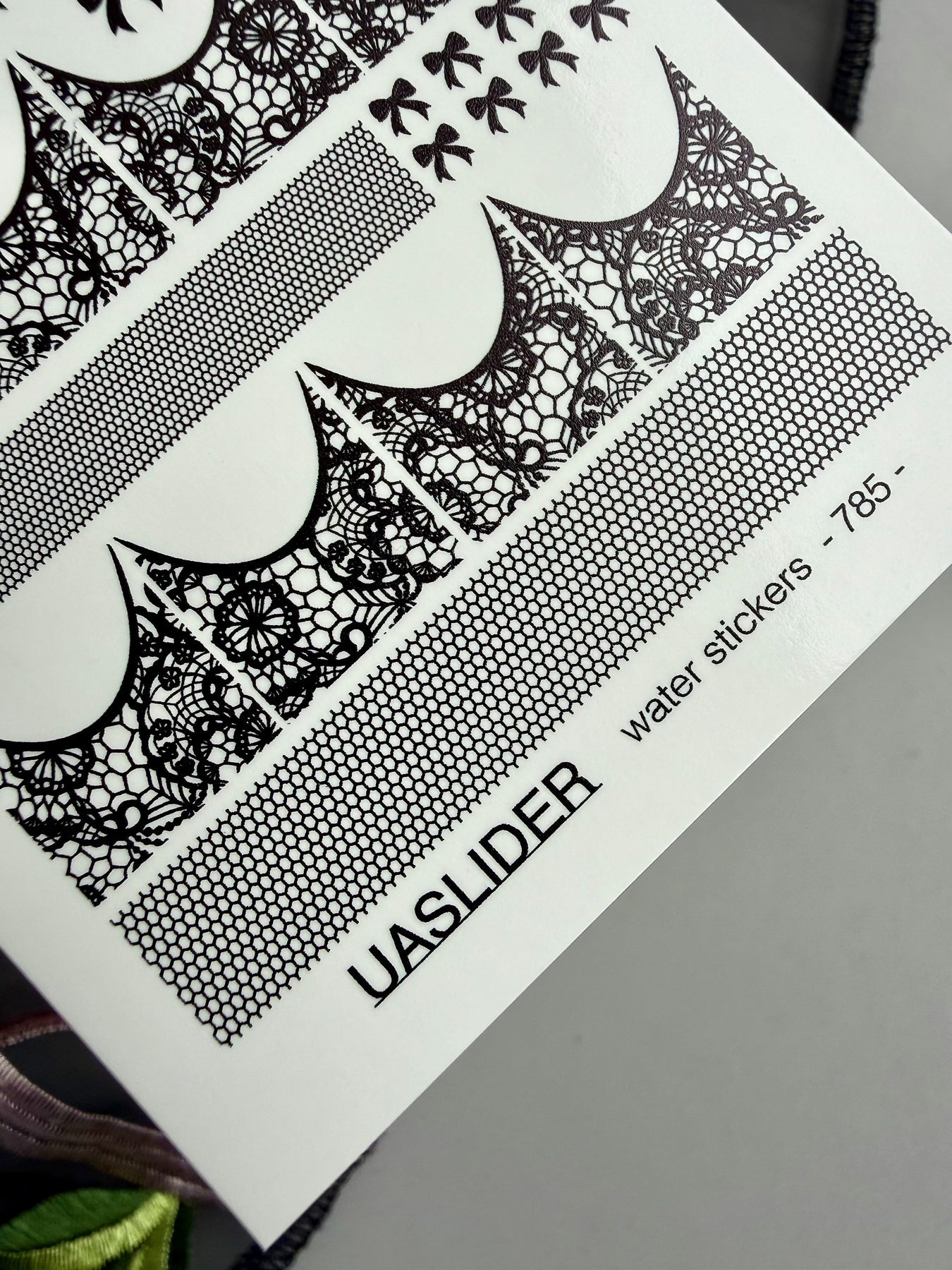 Lace Nail Decals — Black Lace French Tips, Bows & Wraps | 785 - UASLIDER