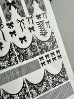 Lace Nail Decals — Black Lace French Tips, Bows & Wraps | 785 - UASLIDER