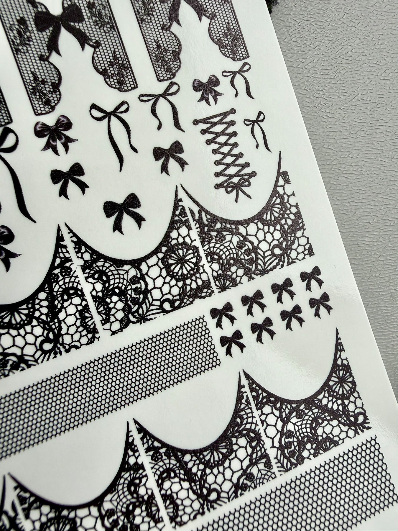 Lace Nail Decals — Black Lace French Tips, Bows & Wraps | 785 - UASLIDER