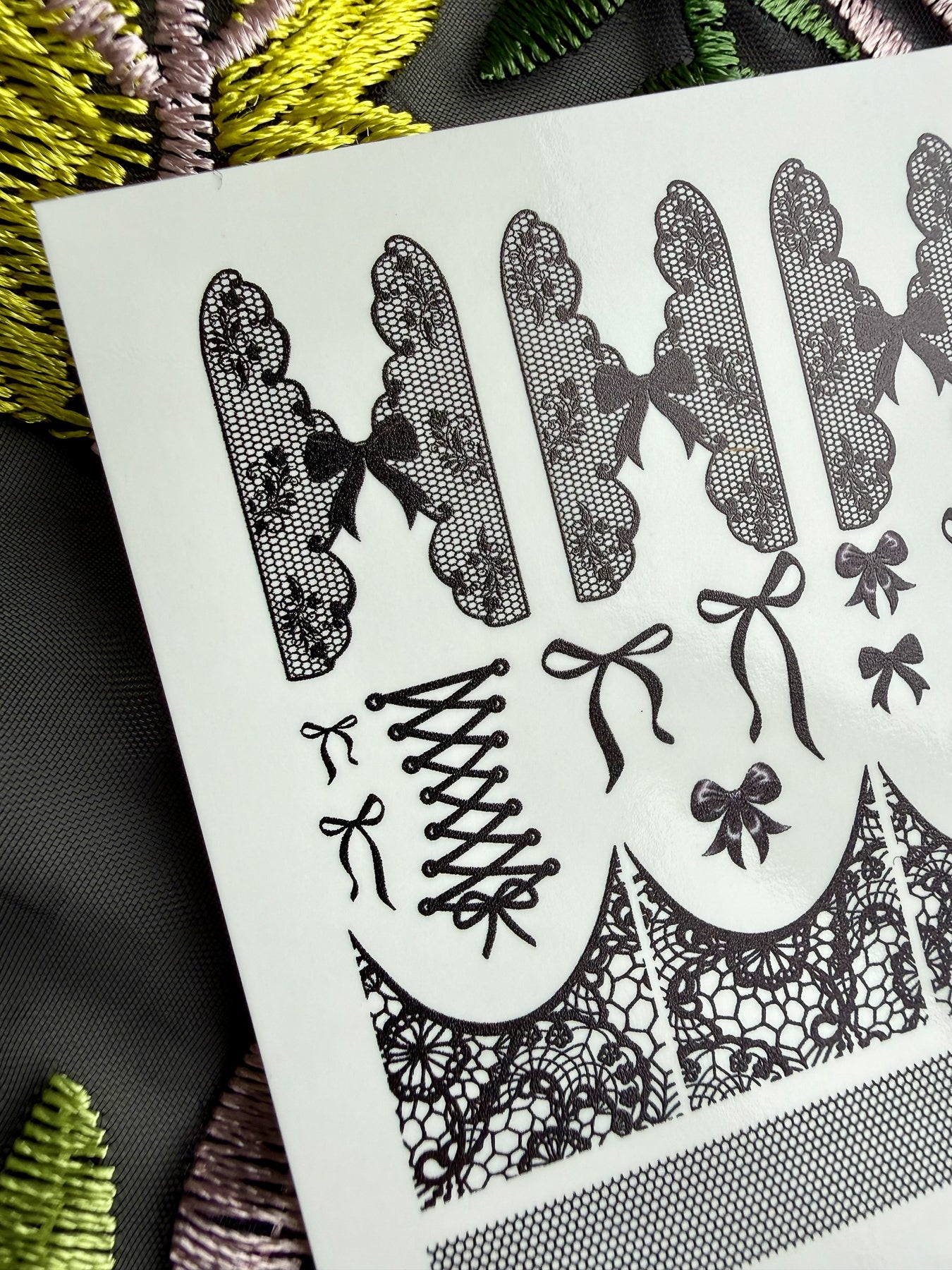 Lace Nail Decals — Black Lace French Tips, Bows & Wraps | 785 - UASLIDER