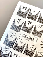 Lace Nail Decals — Black Lace French Tips with Bows | 810 - UASLIDER