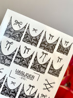 Lace Nail Decals — Black Lace French Tips with Bows | 810 - UASLIDER
