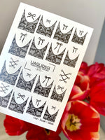 Lace Nail Decals — Black Lace French Tips with Bows | 810 - UASLIDER