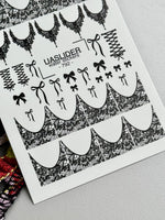 Lace Nail Decals — Black Lace Tips, Chandelier & Bows | 792 - UASLIDER